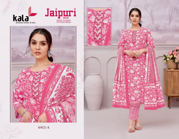 Kala Jaipuri Vol 6 Cotton Printed Kuri Bottom With Dupatta